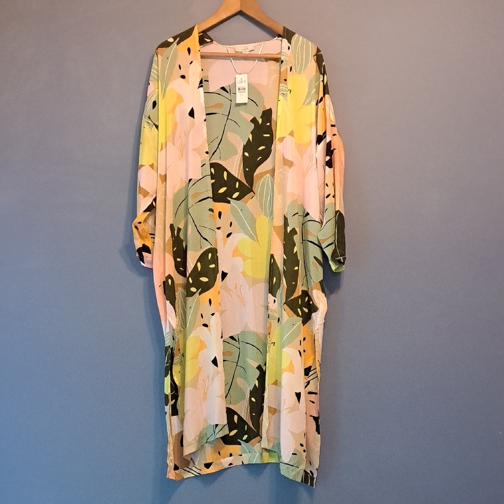 LOFT Tropical Print Duster/Beach Cover Up